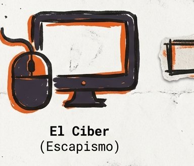 Computadora y ratón dibujados, el Ciber