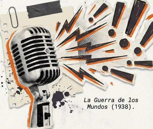 Micrófono antiguo con rayos y signos de exclamación